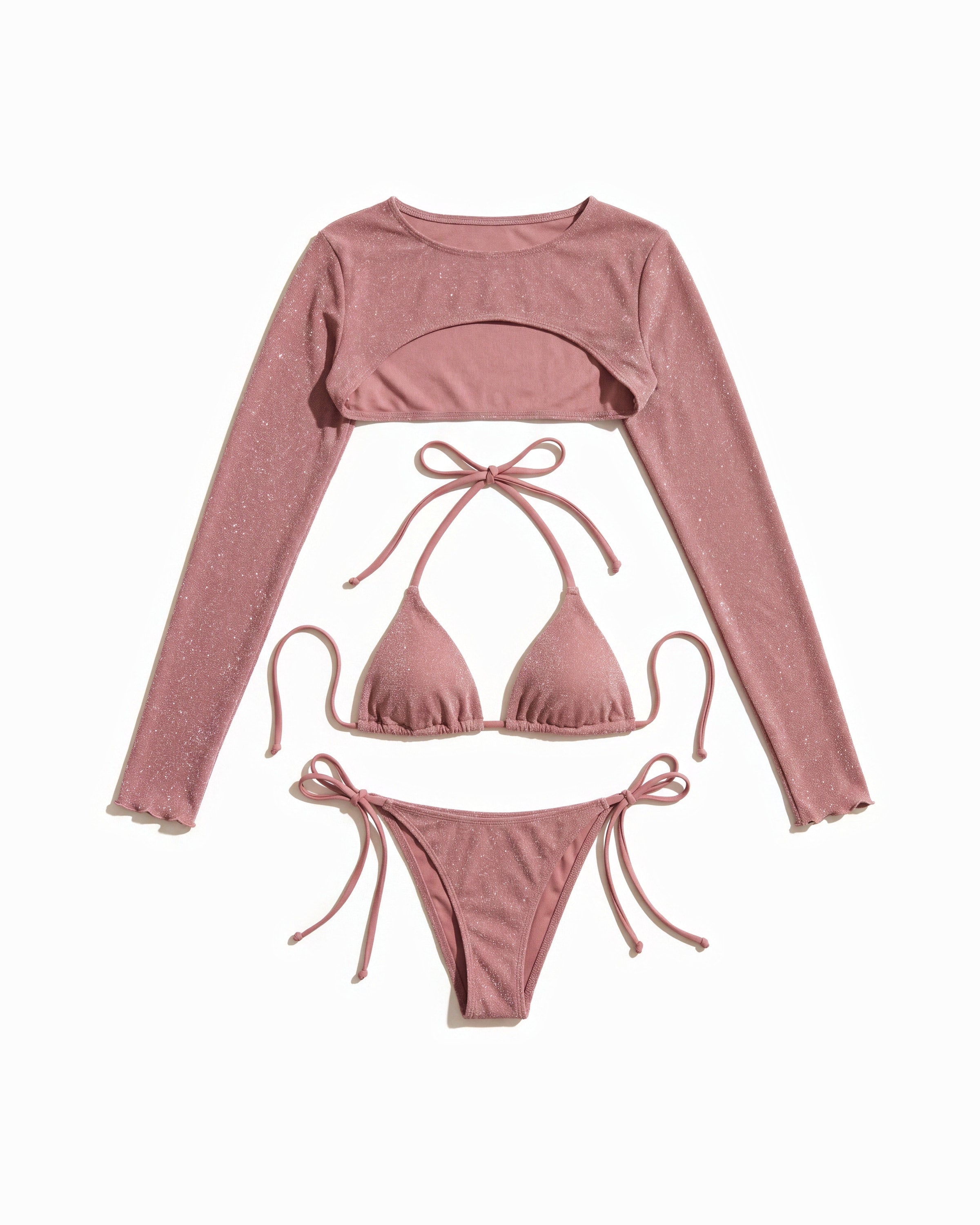 Celeste Set laid flat: the shrug, top and bottom